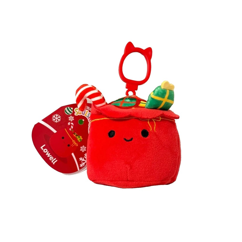 Squishmallows 3.5" Clip-On Backpack Jazwares Christmas Lowell the Gift Sack